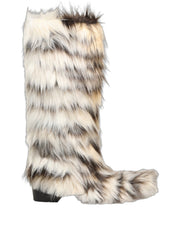Dolce & Gabbana Multicolor Knee High Faux Fur Boots Shoes