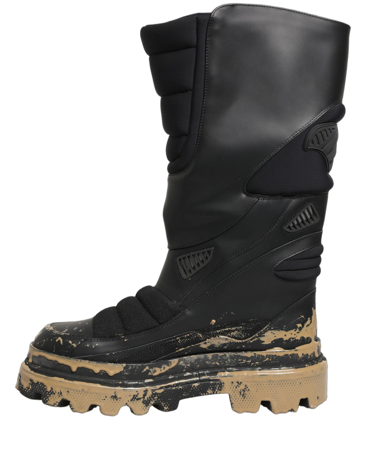 Dolce & Gabbana Black Leather Biker Mid Calf Men Boots Shoes