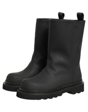 Dolce & Gabbana Black Leather Mid Calf Chunky Men Boots Shoes