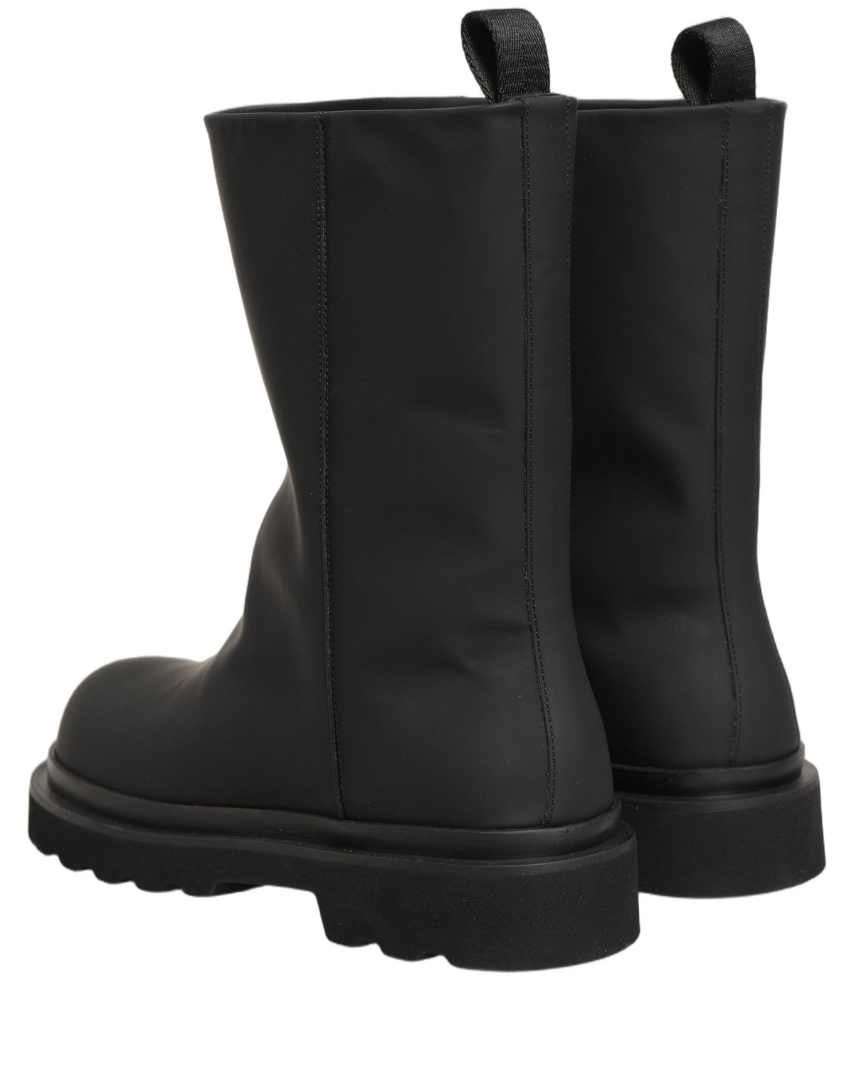 Dolce & Gabbana Black Leather Mid Calf Chunky Men Boots Shoes
