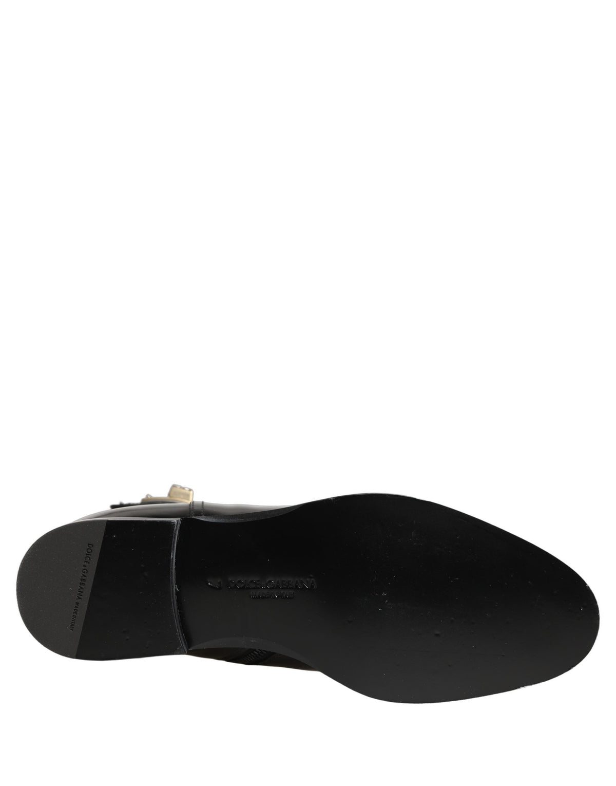 Dolce & Gabbana Black Leather Logo Buckle Mid Calf Boots Shoes