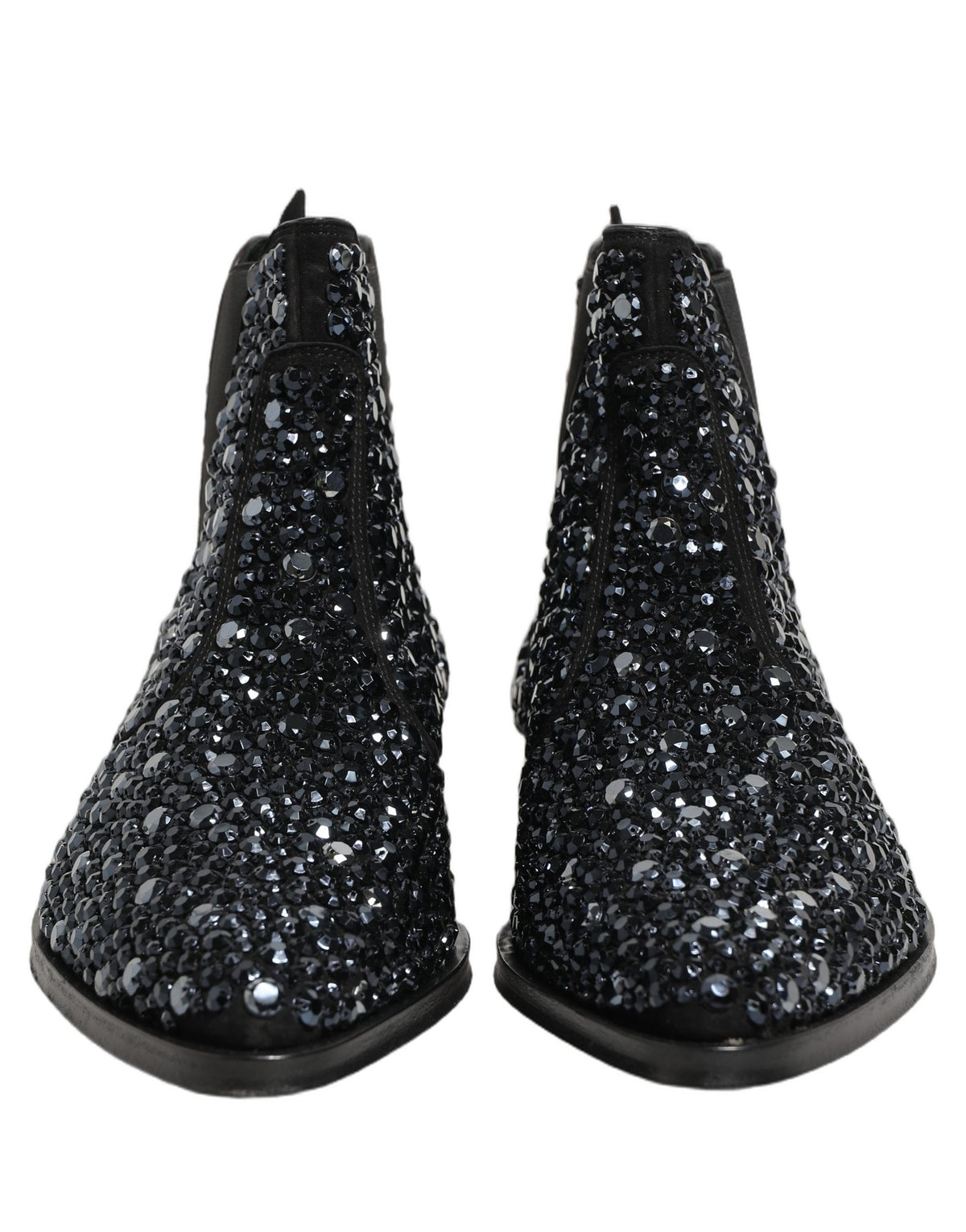 Dolce & Gabbana Black Embellished Chelsea Ankle Boots Shoes