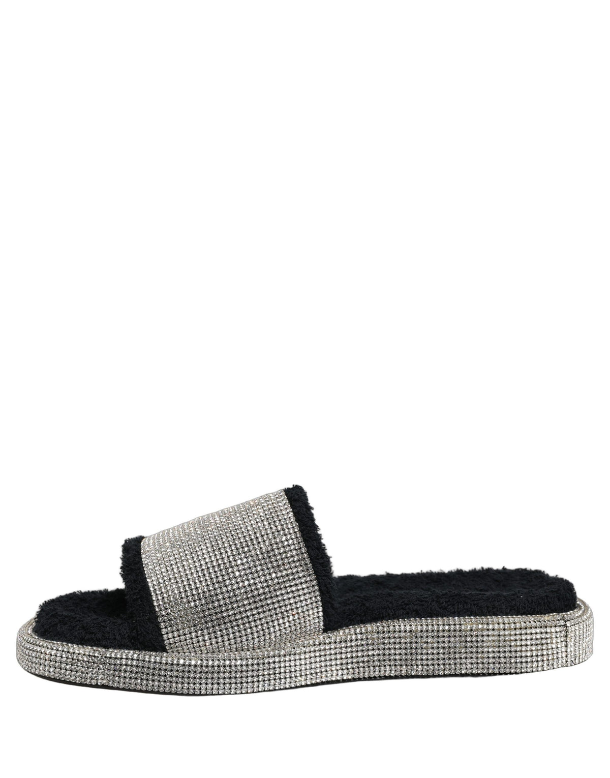 Dolce & Gabbana Black Crystal Embellished Platform Men Slides Shoes