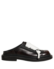 Dolce & Gabbana Brown Leather Slip On Flat Sandals Men Shoes