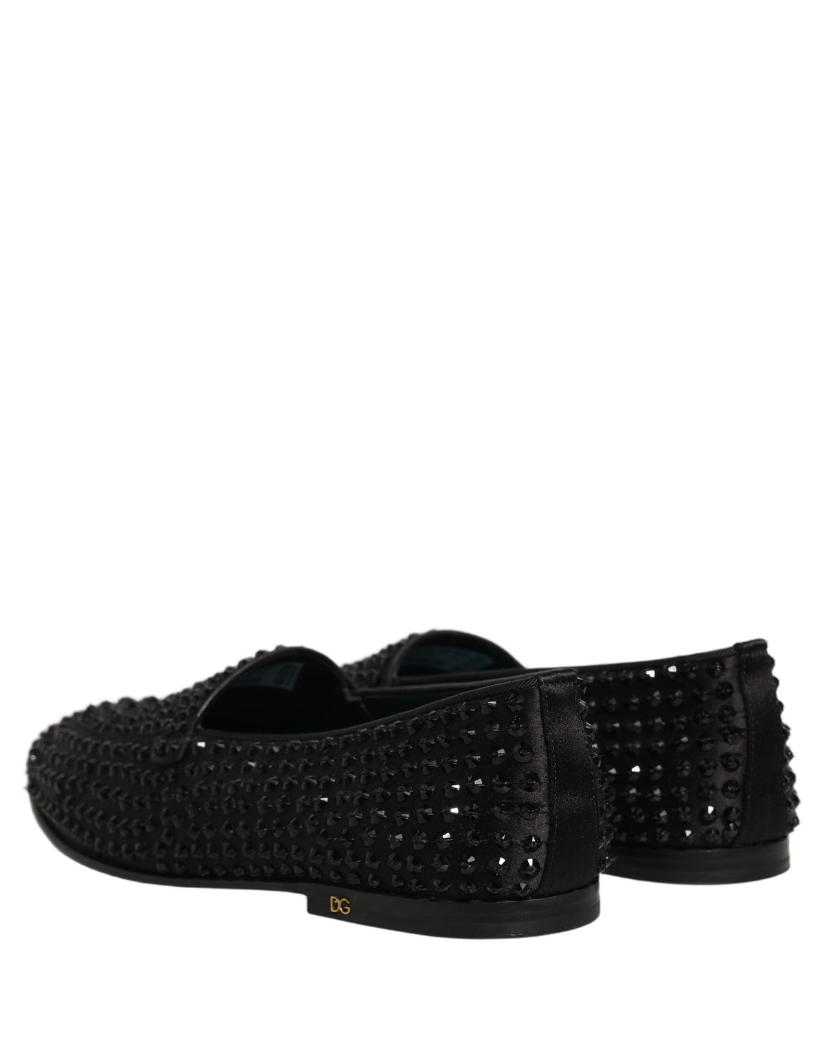 Dolce & Gabbana Black Rhinestone Embellished Loafers Shoes