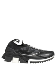 Dolce & Gabbana Black White Sorrento Slip-On Logo Sneakers Shoes for Women