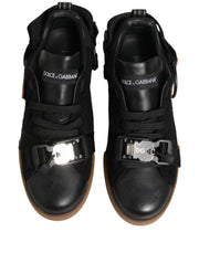 Dolce & Gabbana Black Leather Low Trainers Men Sneakers Shoes