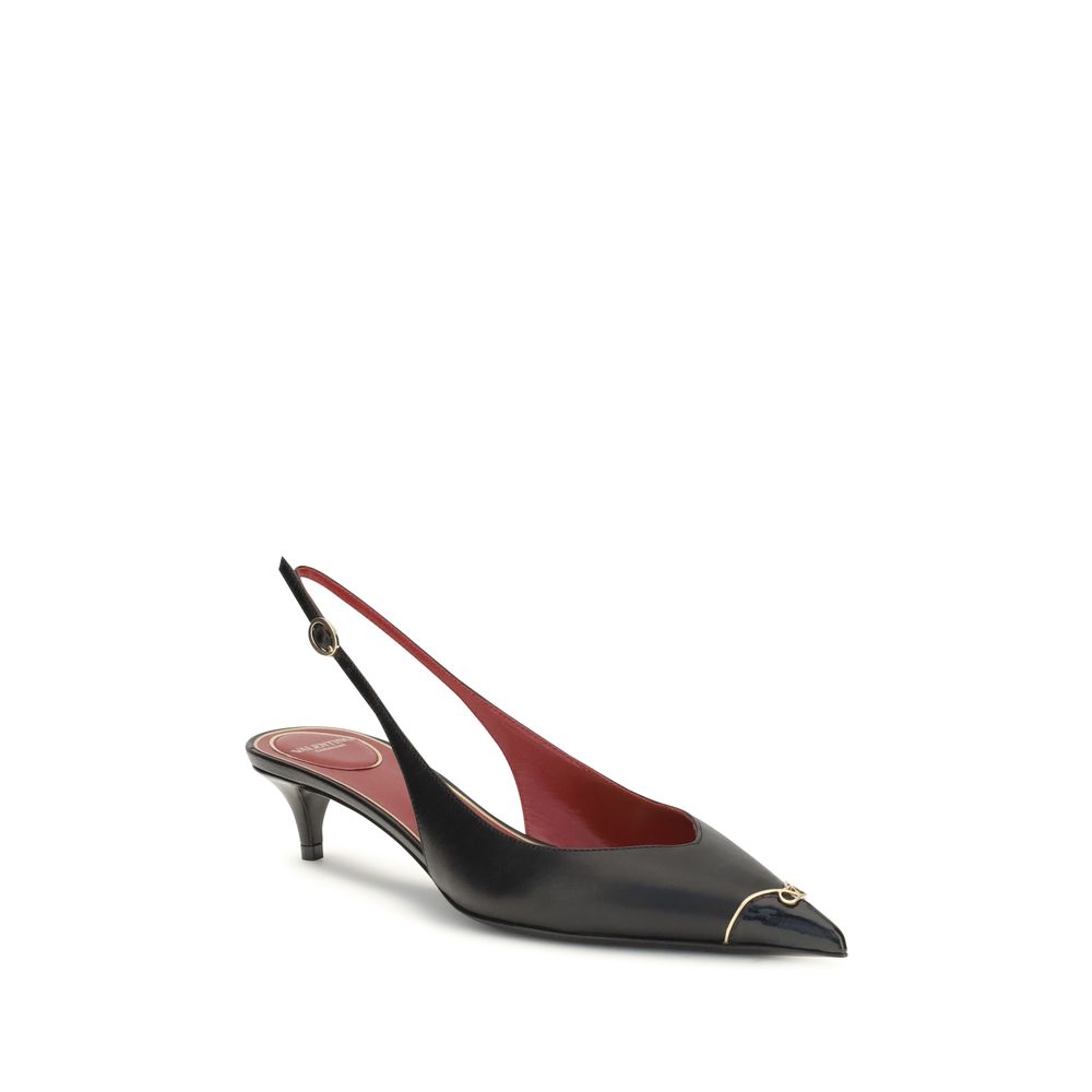 Valentino Garavani Black Calf Leather Bos Taurus High Heel Pumps