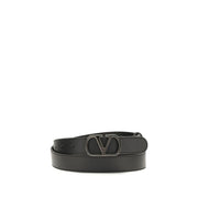 Valentino Garavani Black Calf Leather Bos Taurus Regular Belt