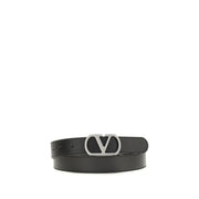 Valentino Garavani Black Calf Leather Bos Taurus Regular Belt