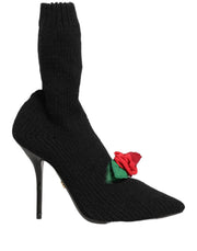 Dolce & Gabbana Black Stiletto Heels Mid Calf Boots Shoes