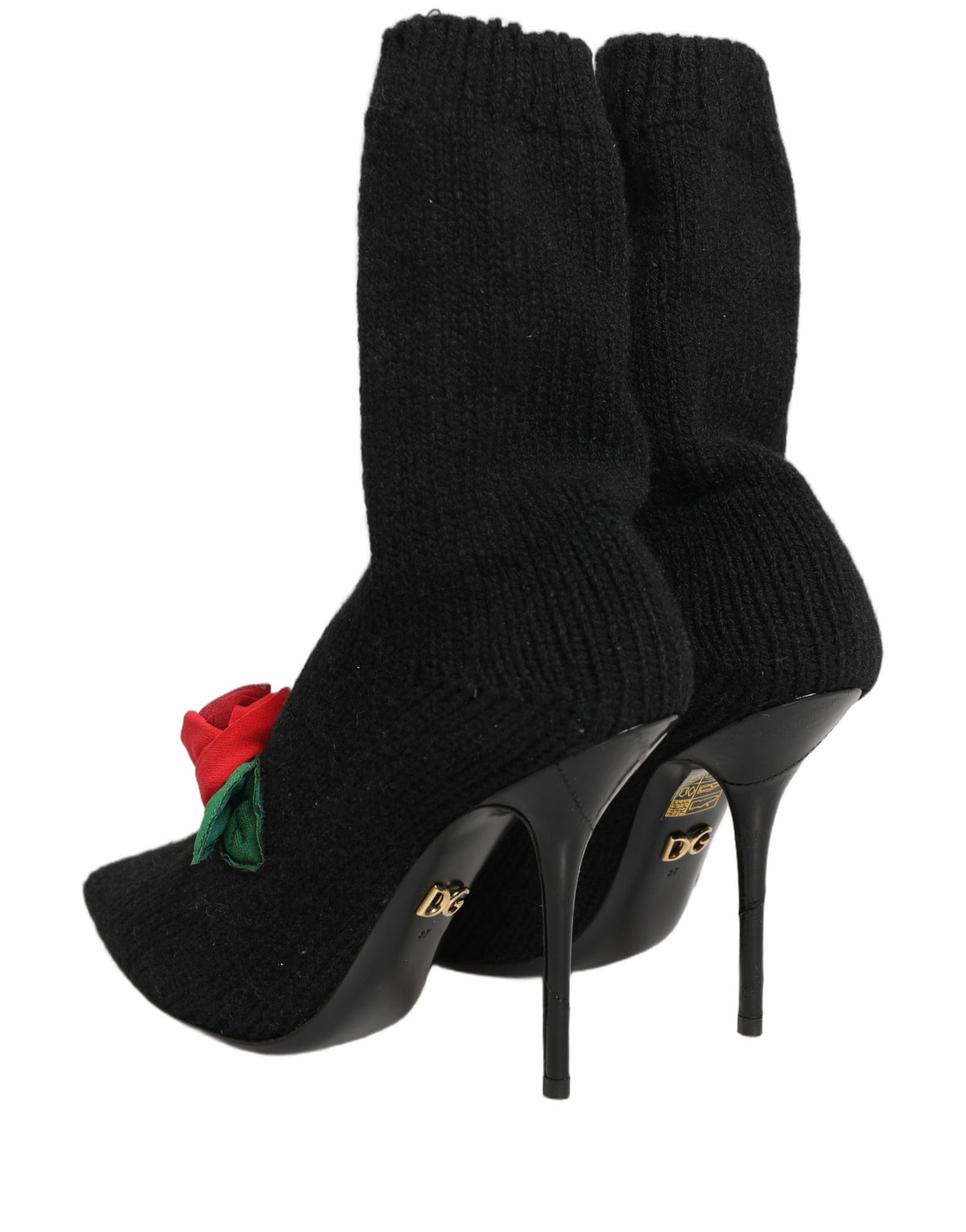 Dolce & Gabbana Black Stiletto Heels Mid Calf Boots Shoes