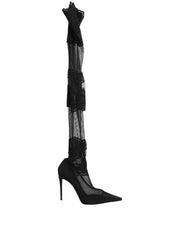 Dolce & Gabbana Black Over The Knee Sock Pumps Boots Shoes