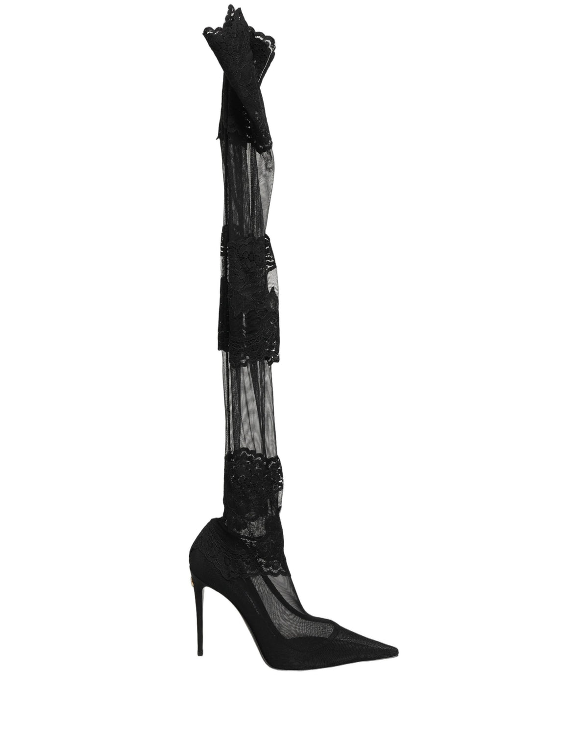 Dolce & Gabbana Black Over The Knee Sock Pumps Boots Shoes