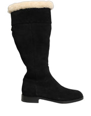 Dolce & Gabbana Suede Leather Knee High Boots Black for Women