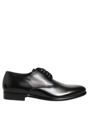 Dolce & Gabbana Black Leather Lace Up Derby Dress Shoes