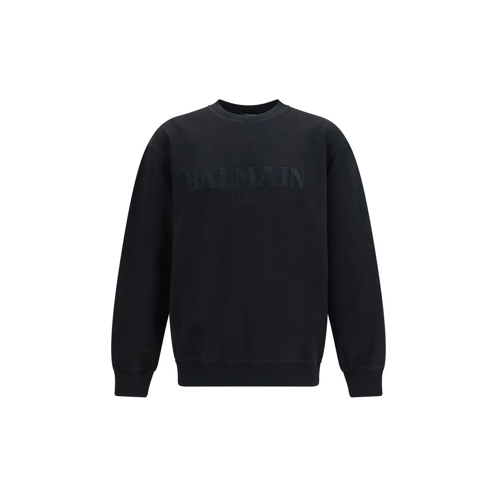 Balmain Black Cotton Sweatshirt for Men