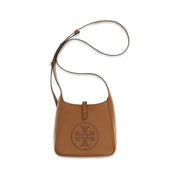 Tory Burch Brown Calf Leather Bos Taurus Shoulder Bag with a visible brand logo on a white background