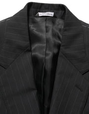 Dolce & Gabbana Black Stripes Wool Single Breasted Blazer
