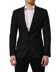 Dolce & Gabbana Black Stripes Wool Single Breasted Blazer for Men