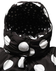 Dolce & Gabbana Black White Polka Dot Hooded Blouson Jacket