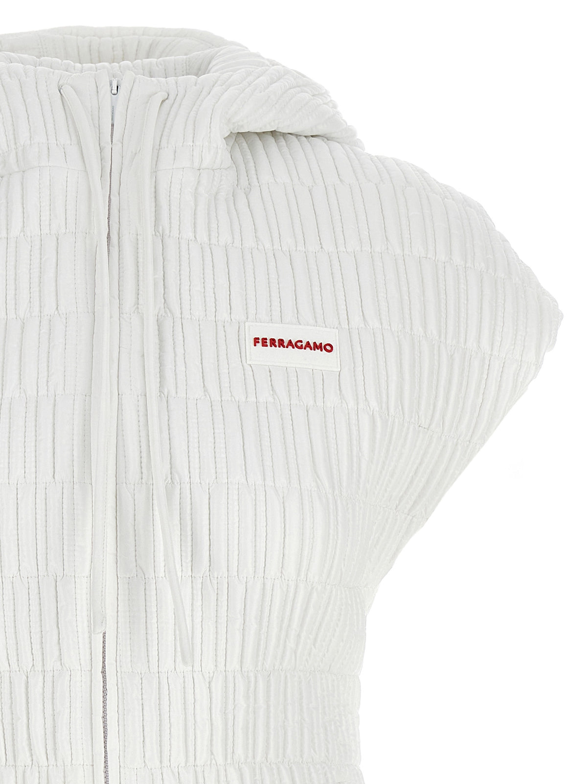 Ferragamo White Polyamide Sleeveless Jacket