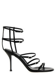 Alexander McQueen Black Lambskin Stiletto Heel Sandals