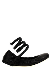 RENE CAOVILLA Black Lamb Leather Ballet Flats