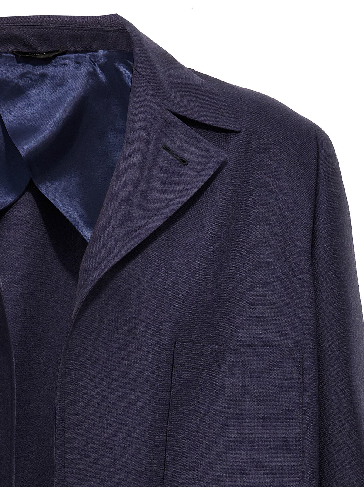 Fendi Blue Virgin Wool Full-Length Jacket