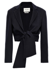Max Mara Blue Wool Full-Length Jacket