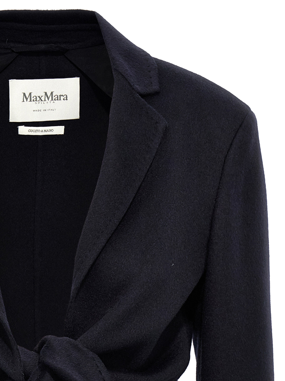 Max Mara Blue Wool Full-Length Jacket