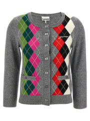 Ganni Gray Merino Wool Cardigan for Women
