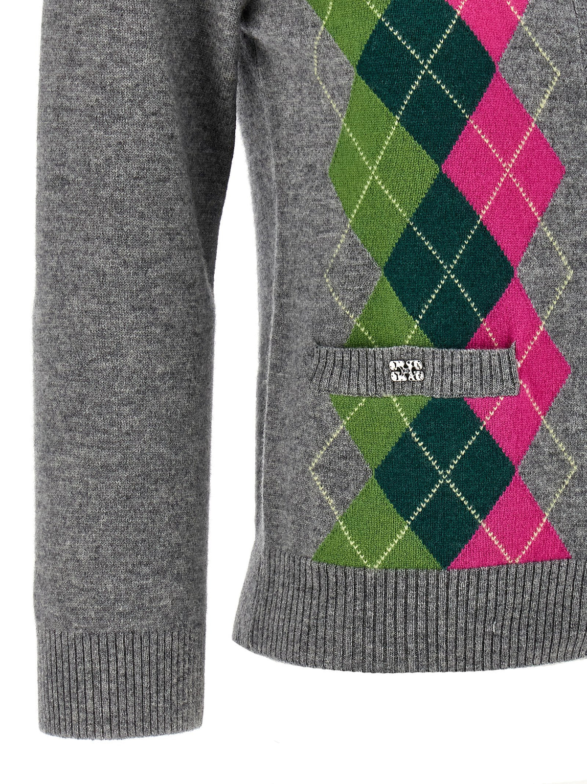 Ganni Gray Merino Wool Cardigan for Women