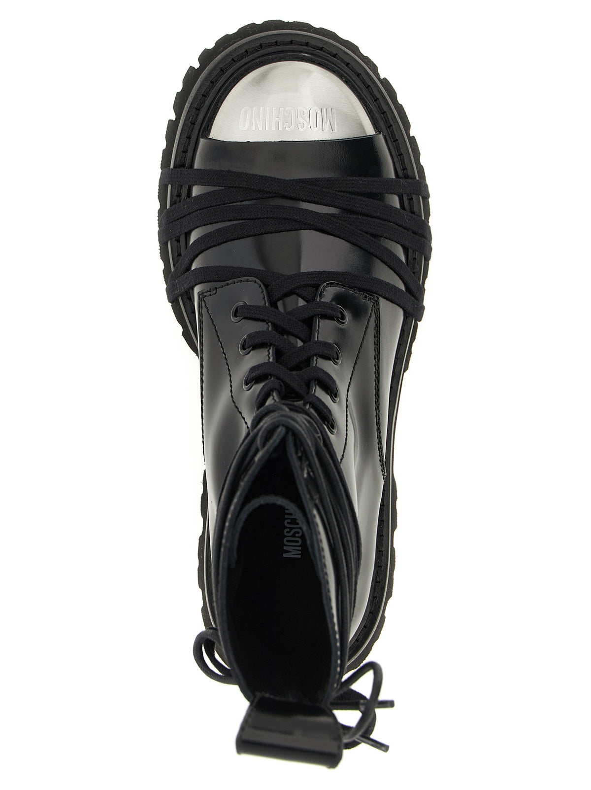 Moschino Black Calfskin Lace-Up Boots