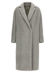 'S Max Mara Gray Alpaca Leather Coat