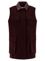 Max Mara Bordeaux Virgin Wool Sleeveless Jacket
