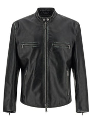 Dsquared² Black Leather Leather Jacket