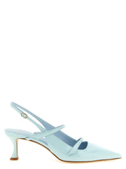 Alexandre Birman Blue Cowhide Mid Heel Pumps