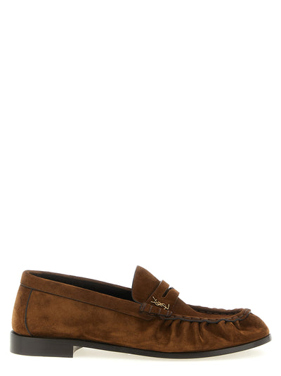 Saint Laurent Brown Calfskin Slip-On Loafers for Men
