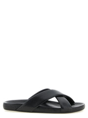 Saint Laurent Black Lamb Leather Slides