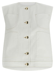 Fabiana Filippi White Cotton Sleeveless Jacket