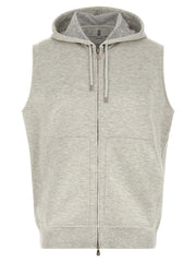 Brunello Cucinelli Gray Cotton Sleeveless Jacket