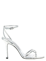Jimmy Choo Silver Leather Stiletto Heel Sandals