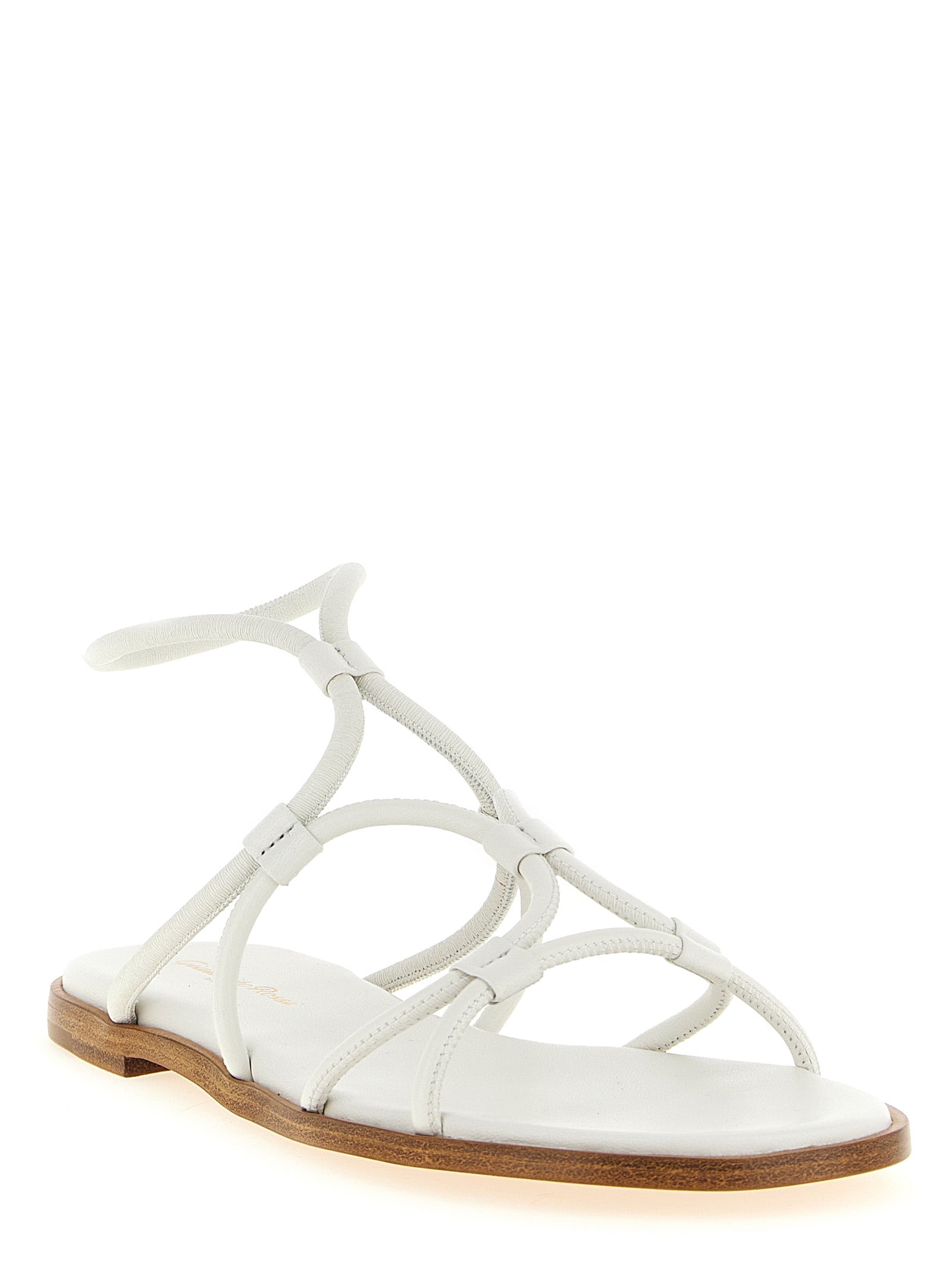Gianvito Rossi White Lamb Leather Flat Sandals