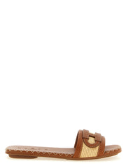 Hogan Brown Cotton Slides