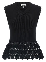 Ganni Black Organic Cotton Sleeveless Jacket