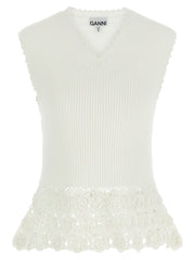 Ganni White Organic Cotton Sleeveless Jacket