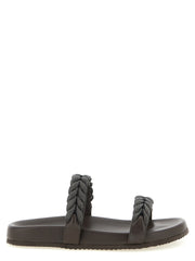 Brunello Cucinelli Brown Leather Slides