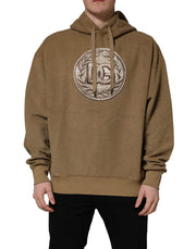 Dolce & Gabbana Brown Cotton Logo Coin Hooded Pullover Sweater for Men