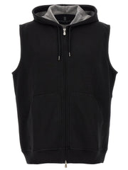 Brunello Cucinelli Black Cotton Sleeveless Jacket